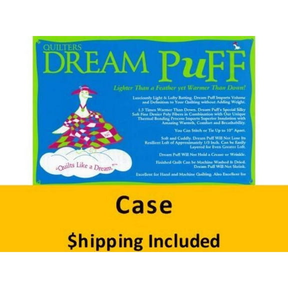 PUFFTW Dream Puff Poly Batting (Case (5) Twin 93 in x 72 in) shipping included