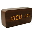 2X Wooden LED Alarm Clocks Electronic Clock Sounds Control Digital