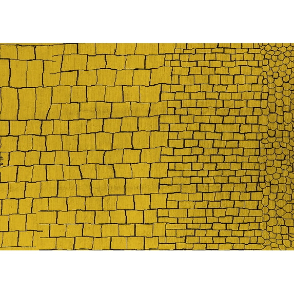 Ahgly Company Indoor Rectangle Solid Yellow Modern Area Rugs, 3' x 5'