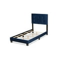 thumbnail image 3 of Caprice Glam Navy Blue Velvet Fabric Upholstered Twin Size Panel Bed, 3 of 5