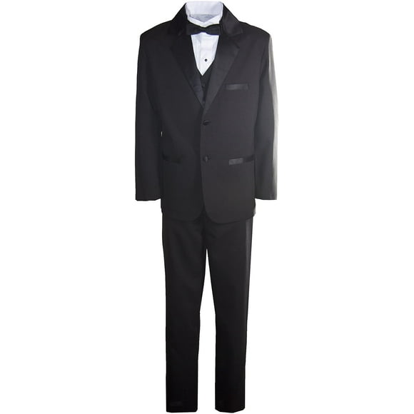 Boys 2 Button Notch Tuxedo with Matching Vest and Bow Tie