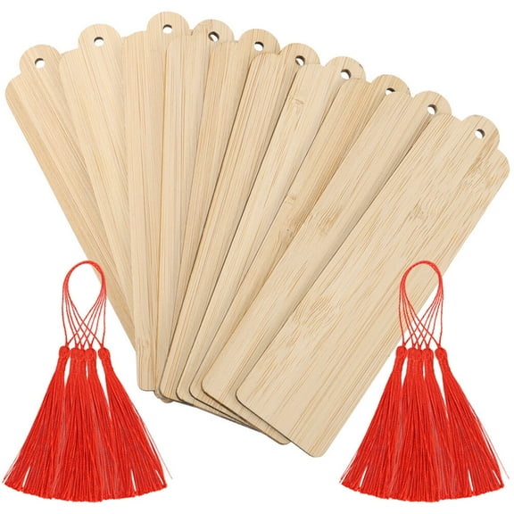 GOOHOCHY 10 Wooden Blank Bookmarks for DIY Page Markers in Beige Wood Ideal for Readers and Students