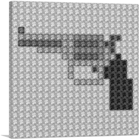 ARTCANVAS Revolver Handgun Gun Emoticon Six Shooter Jewel Pixel Canvas Art Print - Size: 18" x 18" (0.75" Deep)