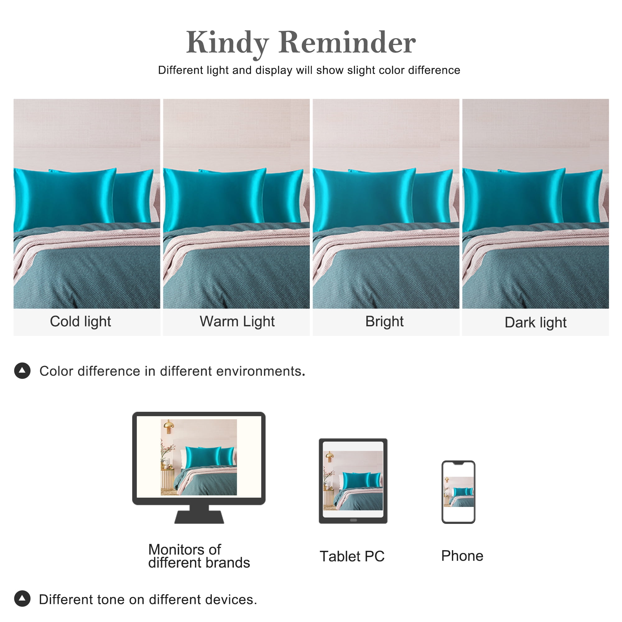 Unique Bargains Durable Soft Zippered Closure Set of 2 Satin Pillowcase Peacock Blue Queen(20"x30")