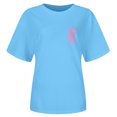 thumbnail image 4 of Razzly Women's T Shirts Stylish Graphic Tee For Cancer Awareness Month Celebrating Support And In A And Comfortable Design Short Sleeve Casual Shirts for Women 2 Shirt Casual Short Sleeve T(Blue,M), 4 of 5