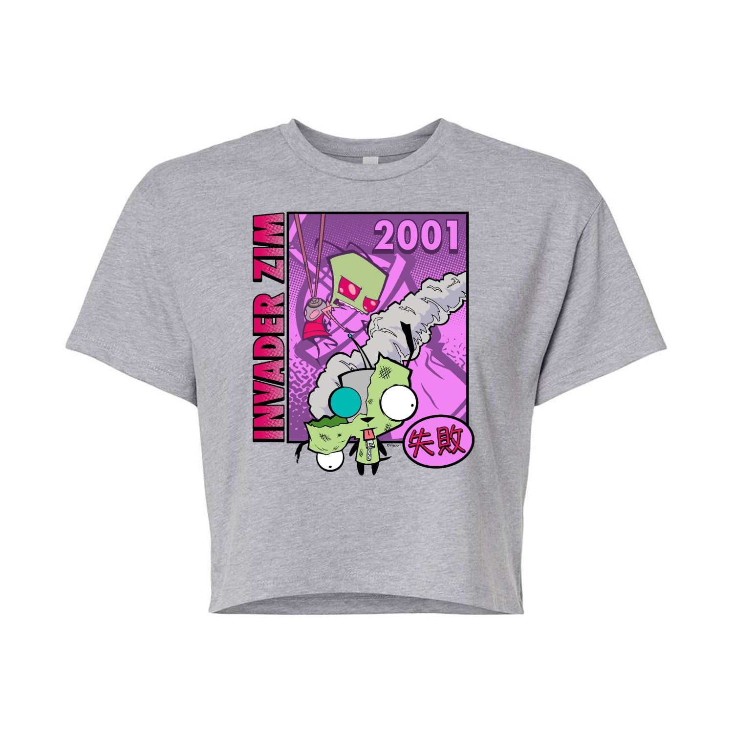 Invader ZIM ZIM with Kanji Failure 2001 Juniors Cropped Cotton