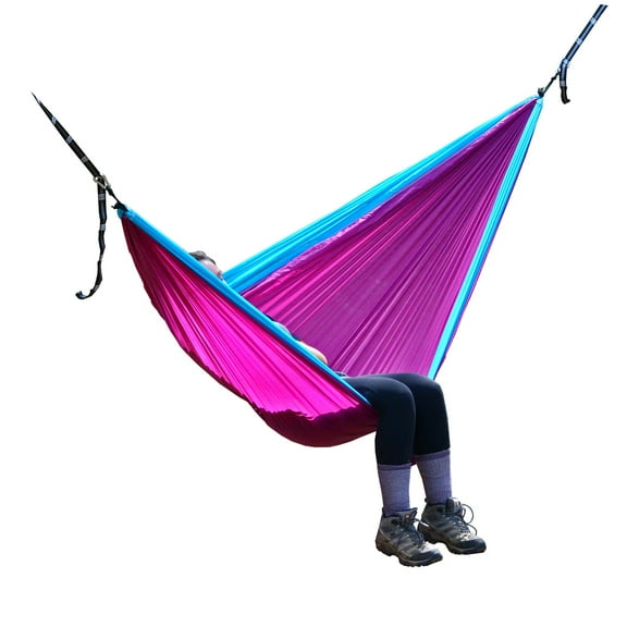 The Hamptons Collection 118" Purple and Blue Polyester Traveler Camping Hammock