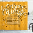 thumbnail image 1 of Ambesonne Saying Shower Curtain, Retro Radio Playing Music, 69"Wx75"L, Marigold Black and Cream, 1 of 3