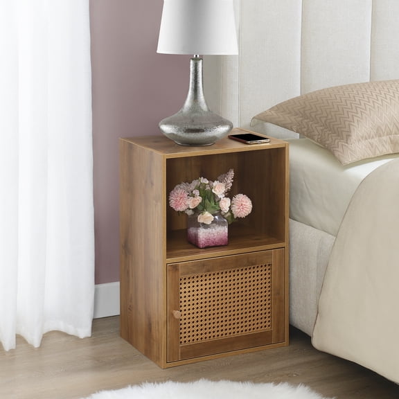 Convenience Concepts Xtra Storage Weave 1 Door Cabinet with Shelf, Brown Autumn Haze/Beige Barley