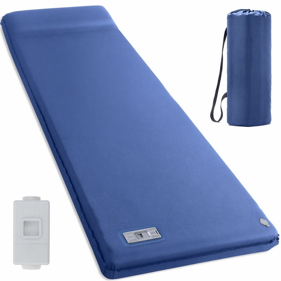 Self Inflating Sleeping Pad with Pump, 3.15" Camping Mattress Pad with Pillow, 4 Season Sleeping Pad for Car Camping Blue