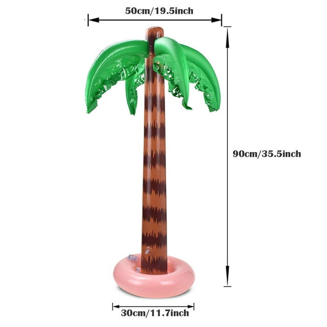 Riforla 2 Pack Inflatable Palm Trees 90cm Coconut Trees Beach Backdrop for Party Inflatable Toy As Shown