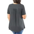 thumbnail image 2 of OmicGot Women's Plus Size Tops Short Sleeve Shirts Lace Pleated Tunic Blouses Gray 4X, 2 of 5