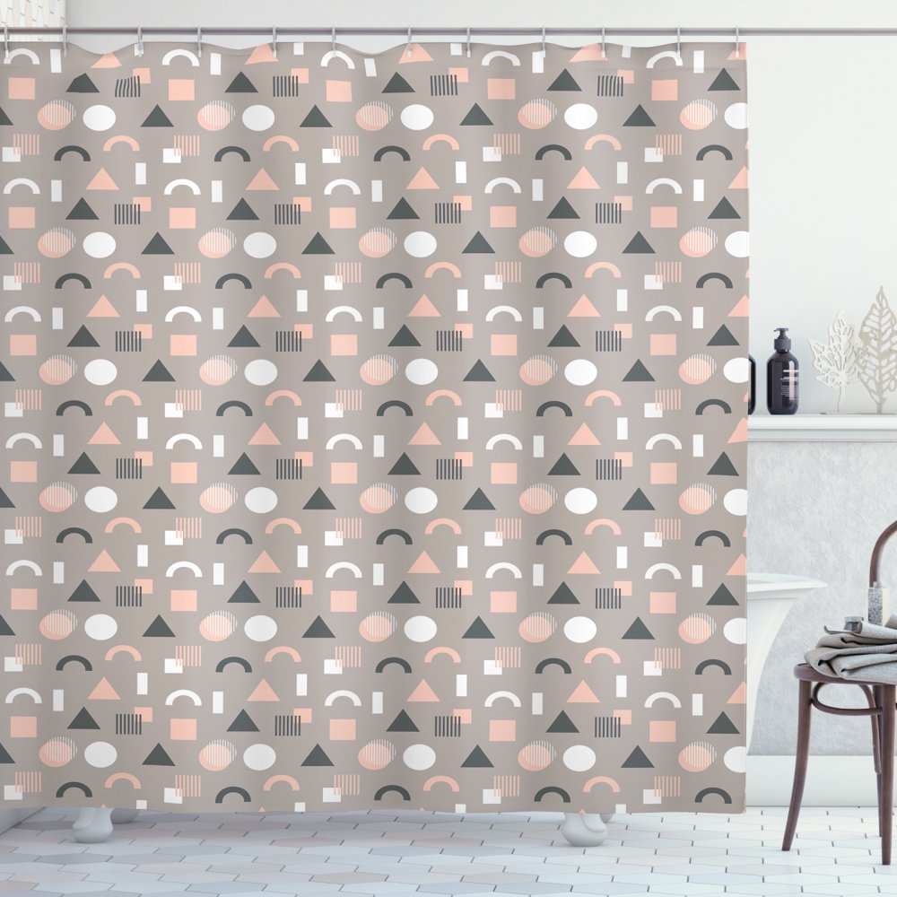 Geometric Shower Curtain, Minimalist Design Simple Geometric Shapes