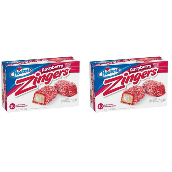 Hostess - Zingers, Iced Cakes, 13.40 oz - 10 Individually Wrapped Cakes - Pack of 2