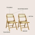 thumbnail image 5 of Theo Mid-Century Vintage Wood Rattan Folding Chair with Adjustable Back, Light Brown (Set of 2), 5 of 10