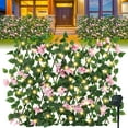 thumbnail image 2 of MesaSe Expandable 39FT Solar Fence String Lights Stretchable Flower Privacy Fence Faux Ivy Fence Panel Backdrop Artificial Hedges Fence Screen Leaf Decor for Garden Balcony Patio, 2 of 11