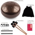 thumbnail image 6 of Steel Tongue Drum Rain Chime, 8 Notes 6 inch Rain Drum for Outside When It Rains, Chakra Drum with Bag, Mallets, Finger Picks, Percussion Instrument for Meditation Yoga Education (Brown), 6 of 12