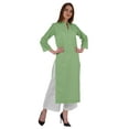 thumbnail image 2 of Bimba Kurta en Coton Col Mandarin avec Plis pour Femmes Ethnique Indienne Droite Unie, 2 of 7