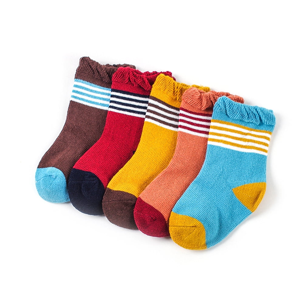 5 Pairs Cute Soft Cotton Unisex Baby Socks Horizontal Stripes
