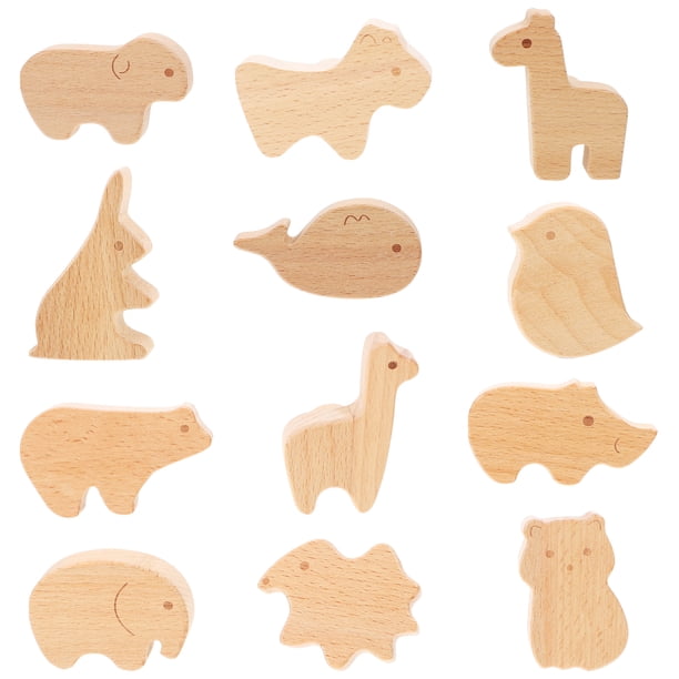 12 pomos de madera con forma de animal para armario, tiradores de cajón de madera natural, bonitos pomos de animales con tornillos, elegantes tiradores de cajón para habitación infantil o guardería.