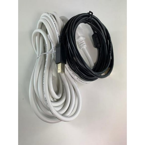 [UL Listed] OMNIHIL White 15FT AC Power Cord 8FT USB-B Cable Compatible with Peachtree Audio M24 Powered Speakers