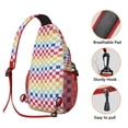 thumbnail image 3 of Retro Checkerboard Travel Sling Backpack, Lightweight Crossbody Bag with Vintage Checkered Pattern, Moroccan and Striped Fusion Design, 3 of 6