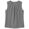 thumbnail image 4 of Wang6 Womens Loose Fit Tank Tops Summer Sleeveless Pleaded Tshirts Causal Crew Neck Solid Going out Tops Tees 0615liGrey S, 4 of 4