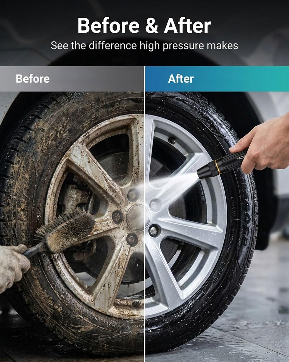 Home High-Pressure Car Wash Water Gun with Booster Nozzle, High-Pressure Home Car Wash Water Gun & Hose Set, for Watering Plants and Vegetables, and Car Washing