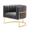 thumbnail image 3 of TOV Furniture Magnolia 16.5" Chaise d'Appoint en Velours Transitionnel Gris/or, 3 of 7