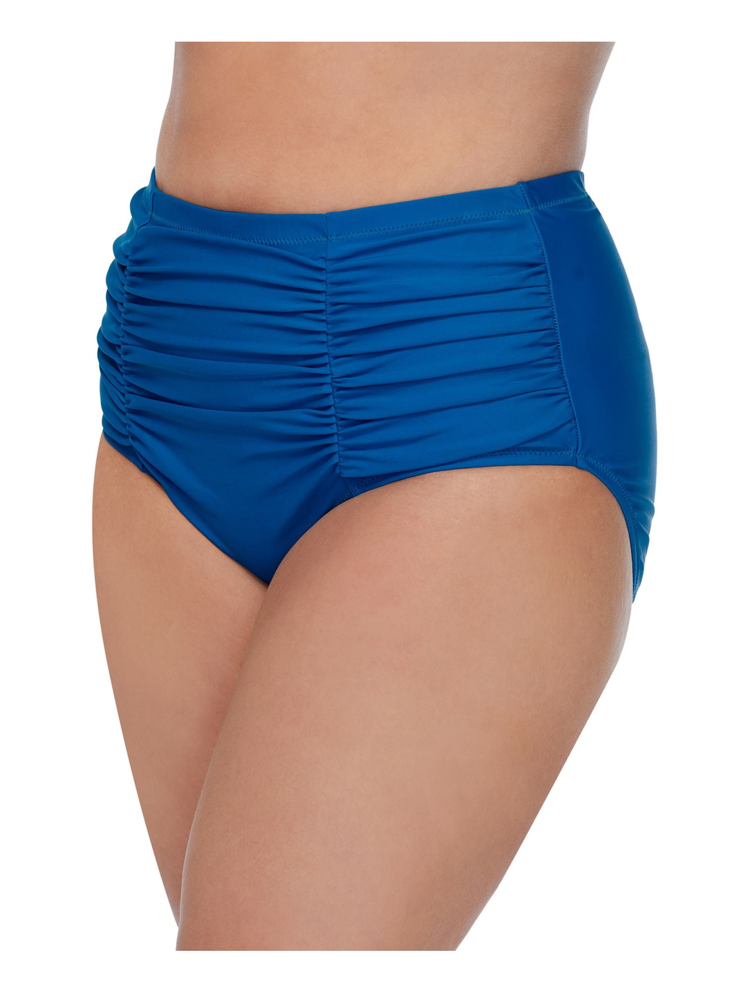 RAISINS CURVE Women's Blue Stretch Sits At Hips Ruched Front Full