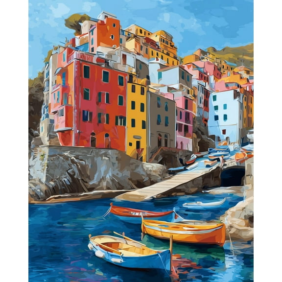 Paint by Numbers for Adults Kids Beginner Colorful Harbor DIY Acrylic Painting by Numbers Kits with Brushes Acrylic Pigment Home Decoration Gifts 16 x 20 inch