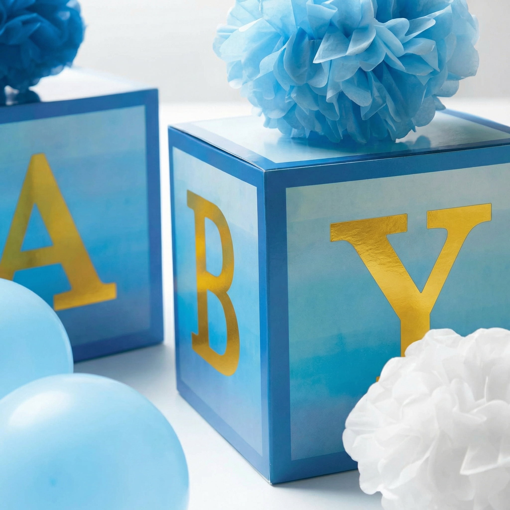 Amscan Blue Table Boxes Decorating Kit for Baby Shower – Set of 2