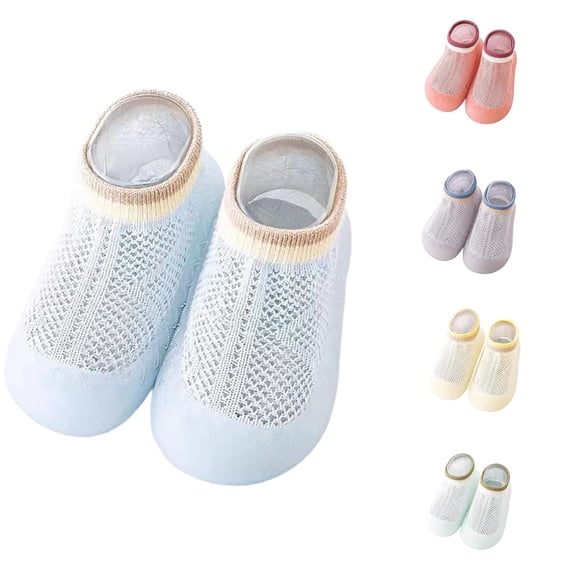 Xijirk Mesh Baby Floor Socks Breathable Color Non Walking Socks Blue,12-18 Months