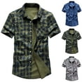 thumbnail image 4 of WREESH Men's Button Down Shirts Short Sleeve Graphic Print Shirts with Turn-Down Collar and Carry Pockets for Men's Summer Tops Blue, 4 of 4