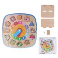 thumbnail image 1 of Reloj de clasificación de formas, bloque de madera de caucho Natural, reloj de aprendizaje con borde brillante seguro para niños, tiempo educativo para aprender, 1 of 5