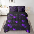 thumbnail image 2 of Erosebridal Purple and Black Comforter Set With Sheets7 piece Heart Love Bedding Set Twin Size Geometric Bed in a Bag Modern Bed Set with Comforter,Sheets,Pillowcases, 2 of 5