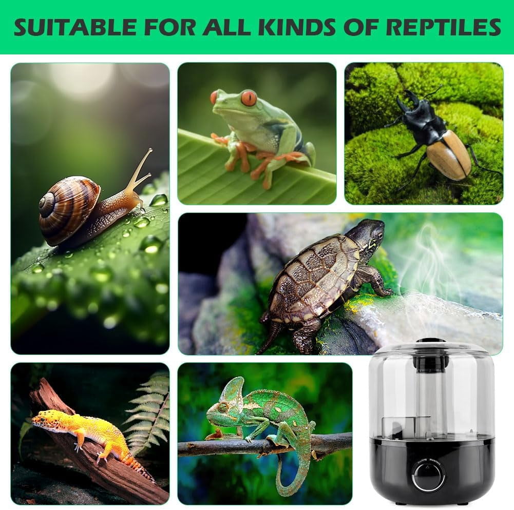 Reptile Humidifiers, 3L Diameter Double spray Reptile Fogger, Terrarium Humidifier, Plant humidifier, Terrariums Misting System for Paludarium, Vivarium, Reptiles, Amphibians