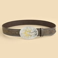 thumbnail image 2 of YUUZONE Vintage Western Belt Cowboy Belts For Men Western Engraved Flower Buckle Belt, 2 of 7