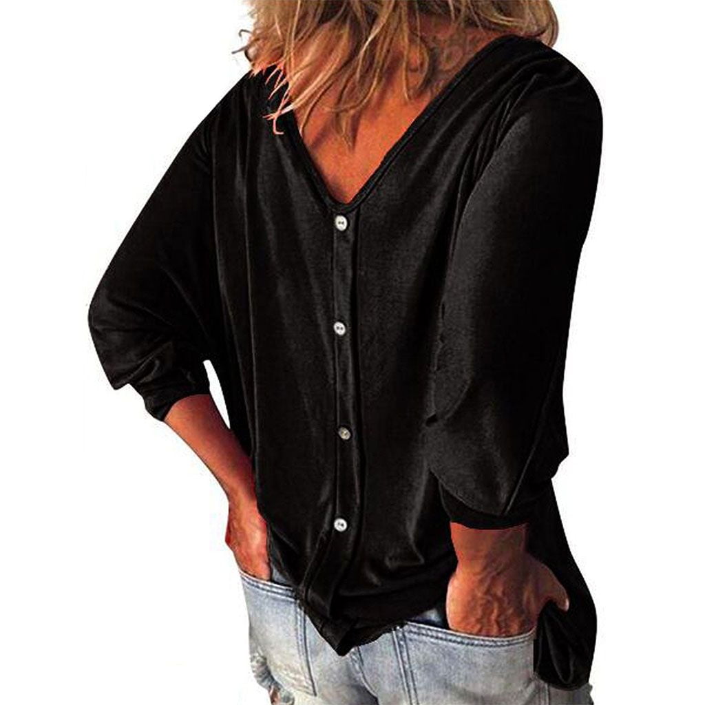 Women Tops Summer SIN+MON Womens Loose Blouse Short Sleeve V Neck Button Down Tees Tie Front Knot Casual Henley Tops 