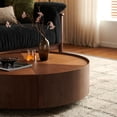 thumbnail image 4 of 39.3-Inch Round Coffee Table in Walnut - Circular Wood Design for Living Room, Bedroom, and Office, Modern Center Table for Spacious Areas, 4 of 16