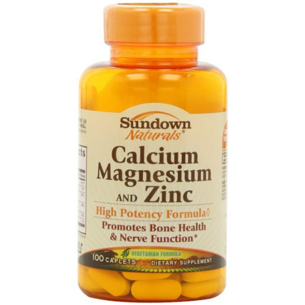 Sundown Naturals Calcium, Magnesium and Zinc High Potency, 100 Caplets
