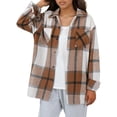 thumbnail image 2 of IMENGL Plush coat long sleeve plaid with pocket, Yellow 3XL, Size M-4XL, 2 of 8