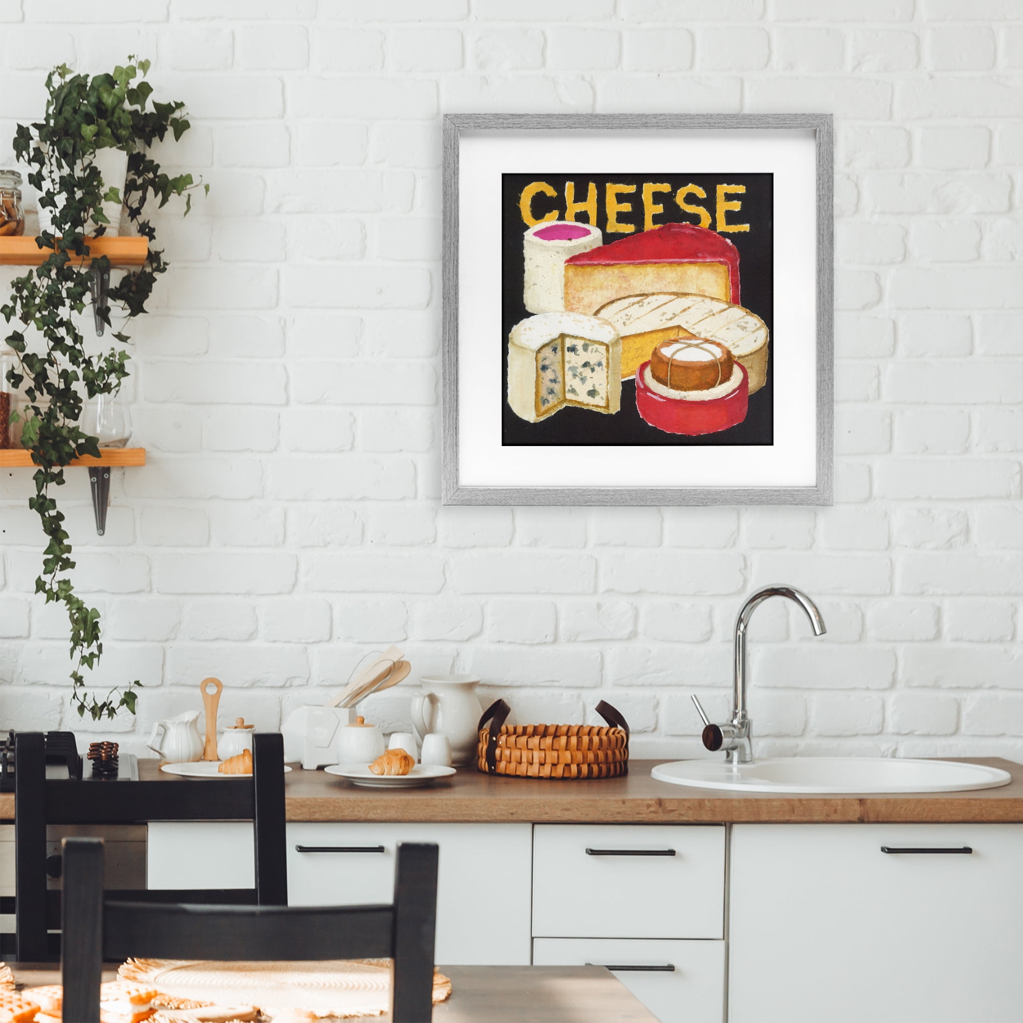 Stupell Industries Assorted Cheese Wheels Gray Framed Print Under Glass, design by Nancy Overton