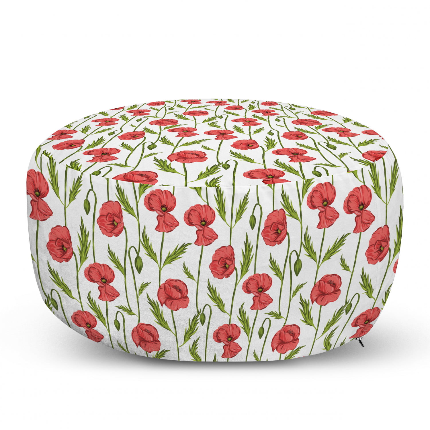 Fern Green Burgundy and Pink 25 Gardening Leaves and Blossoms Yard Childish Flora Season Print Ambesonne Botanical Rectangle Pouf Under Desk Foot Stool for Living Room Office Ottoman with Cover