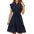 thumbnail image 2 of WILLBEST Vestidos Largos Casuales para Mujer Vestido Casual de Verano para Mujer, Manga Corta, Lunares, Fluido, Cómodo, para Uso Diario, Vacaciones, Estilo Bohemio, Atuendo Básico con Pulsera Grande​​, 2 of 4