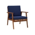 thumbnail image 4 of Linon Cooper Outdoor 4 Piece Wood Chat Set with Blue Cushions in Walnut Finish, 4 of 28