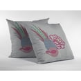 thumbnail image 3 of 20â€ Pink White Peacock Suede Throw Pillow, 3 of 4