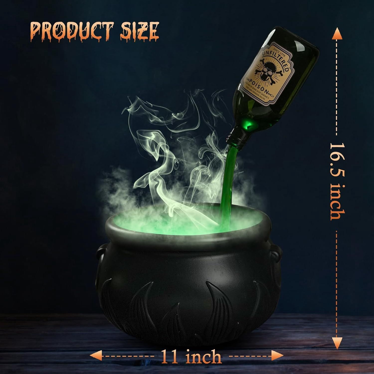 Halloween Decorations Indoor, DIY Floating Potion Set with Witches Cauldron and Mist Maker - Spooky Vintage Black Plastic Bowl Hocus Pocus Party Decor for Home Table Mantel Kitchen Room
