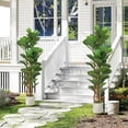 thumbnail image 2 of HOMCOM Faux Fiddle Leaf Fig Tree Set of 2, 5FT Fake Tree for Indoor Decor, 2 of 10