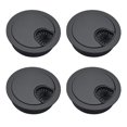 thumbnail image 1 of Flat Black Finish Desk Grommet, Wire Organizer for Clean Work Environment, Durable Zinc Alloy Construction, Rotatable Cover for Multi-Cable Management, Easy to Install, 1 of 5